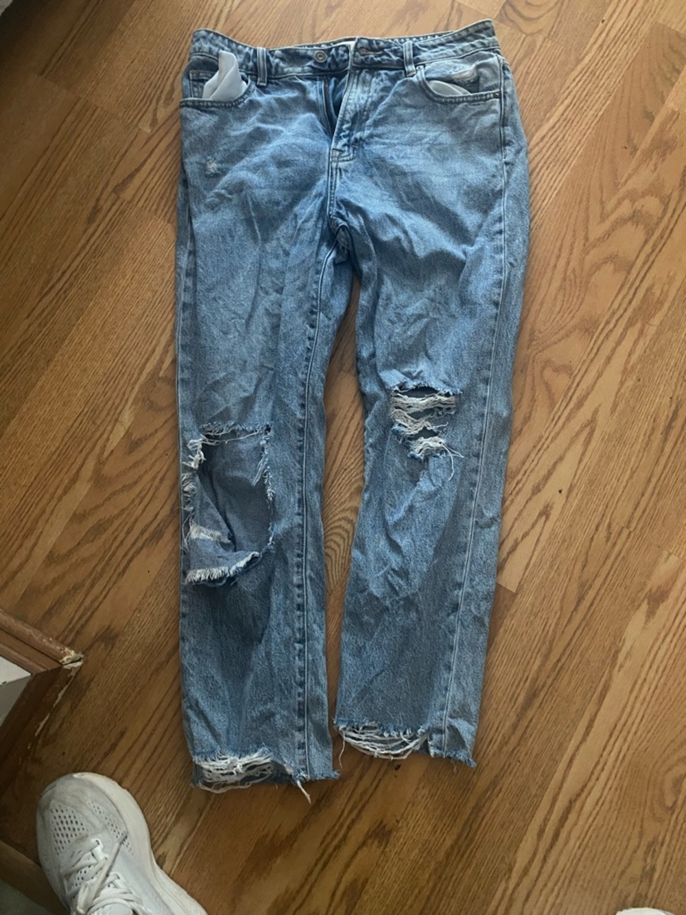 Women's Light Blue Distressed Boyfriend Jeans